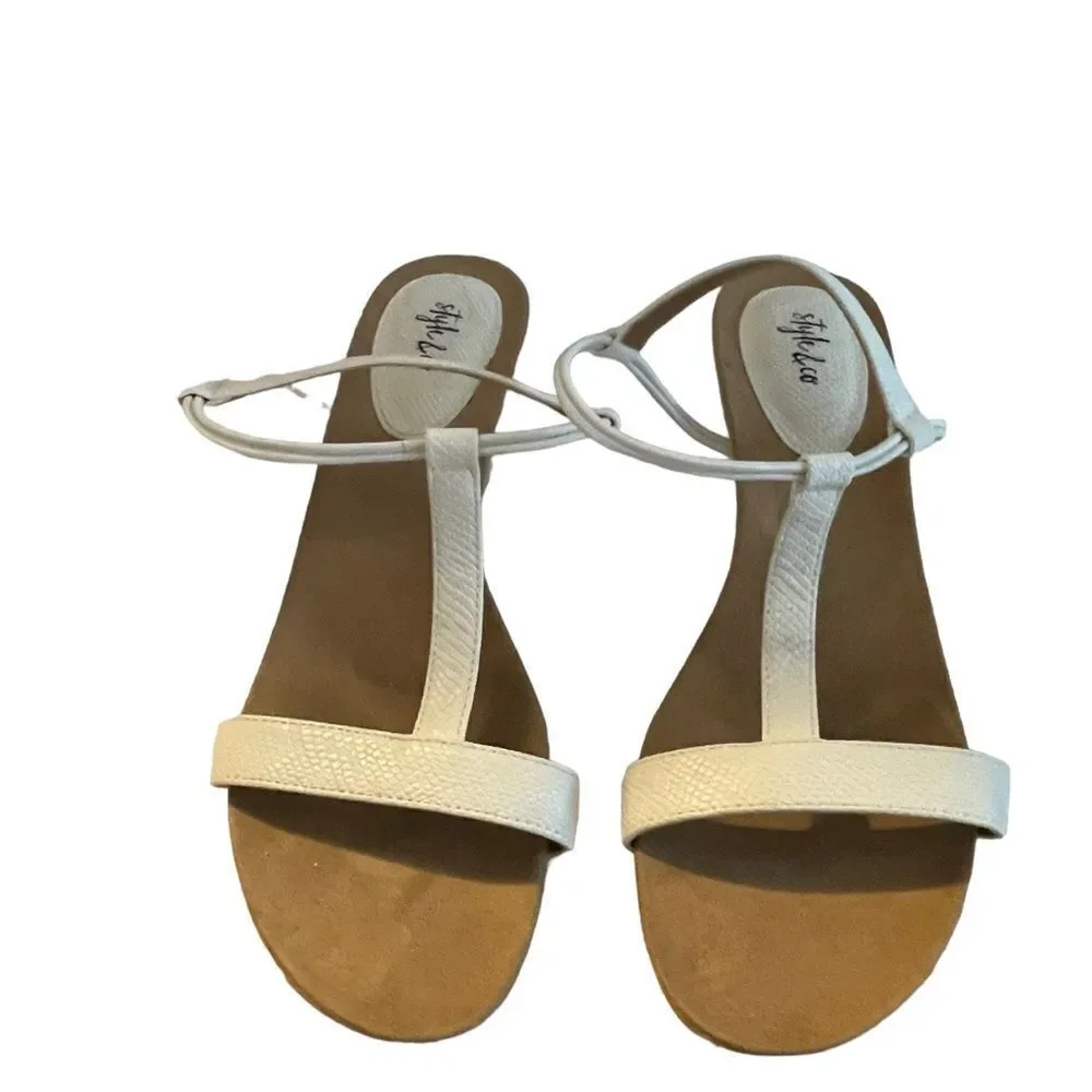 STYLE & CO WHITE WEDGE SANDALS‎